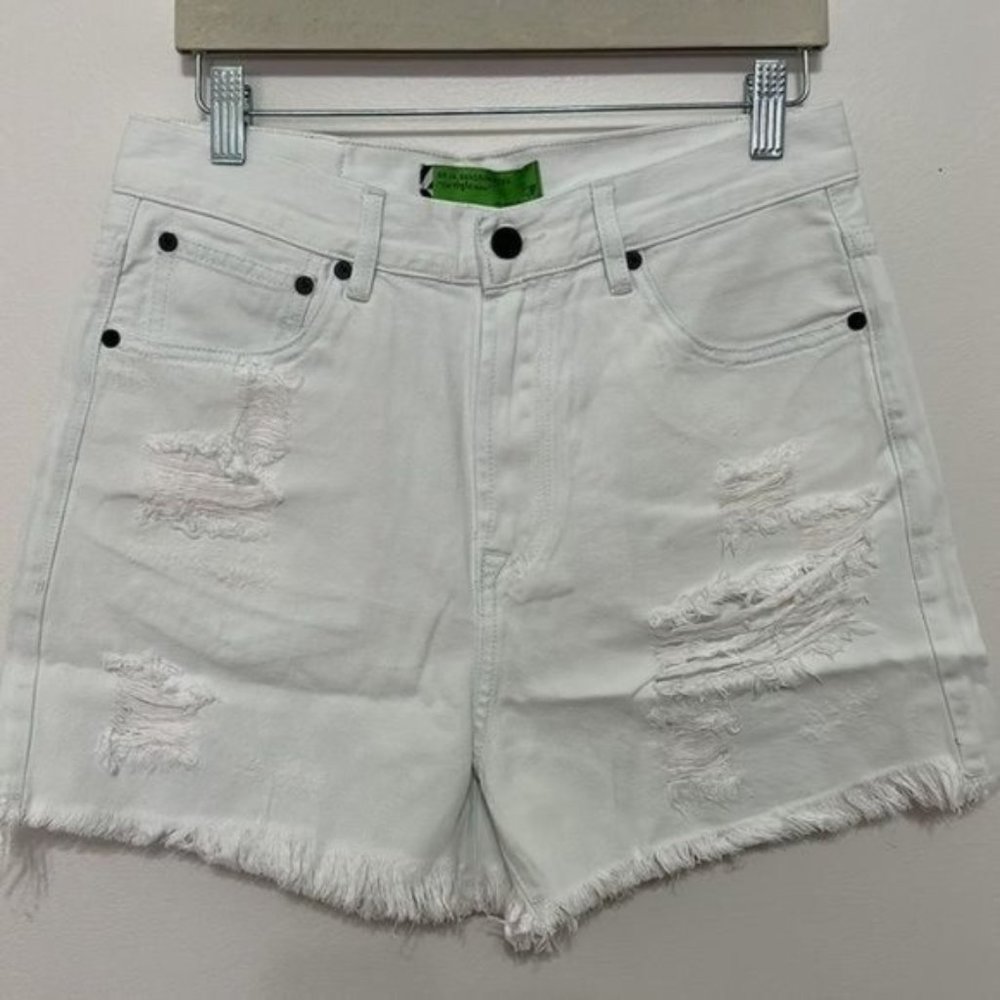 NWT Sandrine Rose Free People Distressed High Rise Denim Shorts Size 28